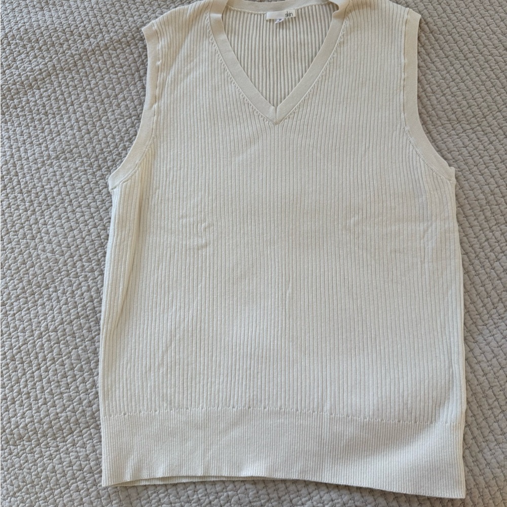 Cream Sleeveless V-Neck Sweater